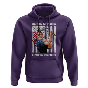 Union Strong Union Proud Hoodie Solidarity American Flag Hammer Woman TS11 Purple Print Your Wear