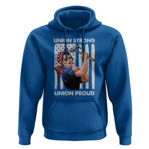 Union Strong Union Proud Hoodie Solidarity American Flag Hammer Woman TS11 Royal Blue Print Your Wear