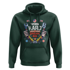 Motivational Quote Hoodie Work Hard Dream Big Labor Day TS11 Dark Forest Green Print Your Wear