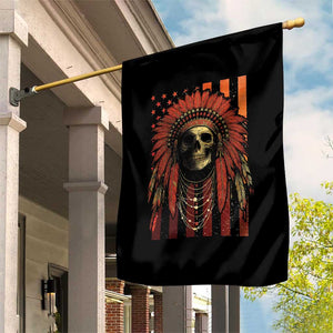 Native American Indian Chief Skull Headdress Vintage USA Flag Garden Flag TS11 Print Your Wear