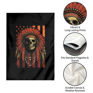Native American Indian Chief Skull Headdress Vintage USA Flag Garden Flag TS11 Print Your Wear