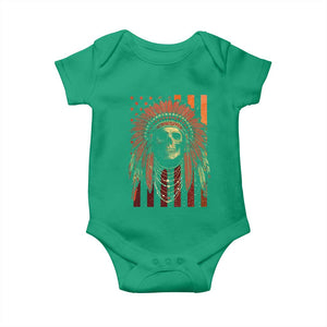 Native American Indian Chief Skull Headdress Vintage USA Flag Baby Onesie TS11 Irish Green Print Your Wear