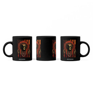 Native American Indian Chief Skull Headdress Vintage USA Flag Coffee Mug TS11 Print Your Wear