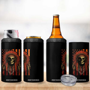 Native American Indian Chief Skull Headdress Vintage USA Flag 4 in 1 Can Cooler Tumbler TS11 Print Your Wear