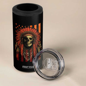 Native American Indian Chief Skull Headdress Vintage USA Flag 4 in 1 Can Cooler Tumbler TS11 Print Your Wear
