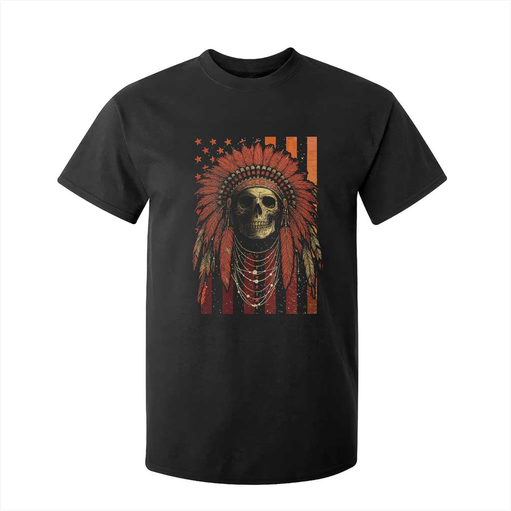 Native American Indian Chief Skull Headdress Vintage USA Flag T Shirt For Kid TS11 Black Print Your Wear