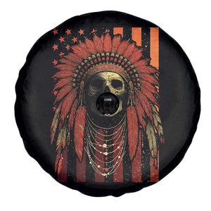 Native American Indian Chief Skull Headdress Vintage USA Flag Spare Tire Cover TS11 Print Your Wear