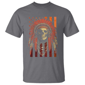 Native American Indian Chief Skull Headdress Vintage USA Flag T Shirt TS11 Charcoal Print Your Wear
