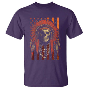 Native American Indian Chief Skull Headdress Vintage USA Flag T Shirt TS11 Purple Print Your Wear
