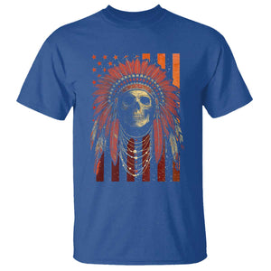 Native American Indian Chief Skull Headdress Vintage USA Flag T Shirt TS11 Royal Blue Print Your Wear