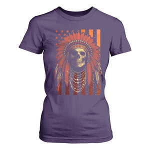 Native American Indian Chief Skull Headdress Vintage USA Flag T Shirt For Women TS11 Purple Print Your Wear
