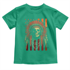 Native American Indian Chief Skull Headdress Vintage USA Flag Toddler T Shirt TS11 Irish Green Print Your Wear