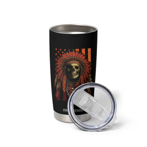 Native American Indian Chief Skull Headdress Vintage USA Flag Tumbler Cup TS11 Print Your Wear