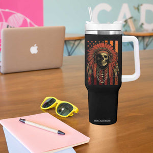 Native American Indian Chief Skull Headdress Vintage USA Flag Tumbler With Handle TS11 Print Your Wear