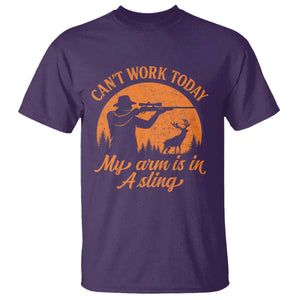 Cant Work Today My Arm Is In A Sling T Shirt Funny Deer Hunting TS11 Purple Print Your Wear