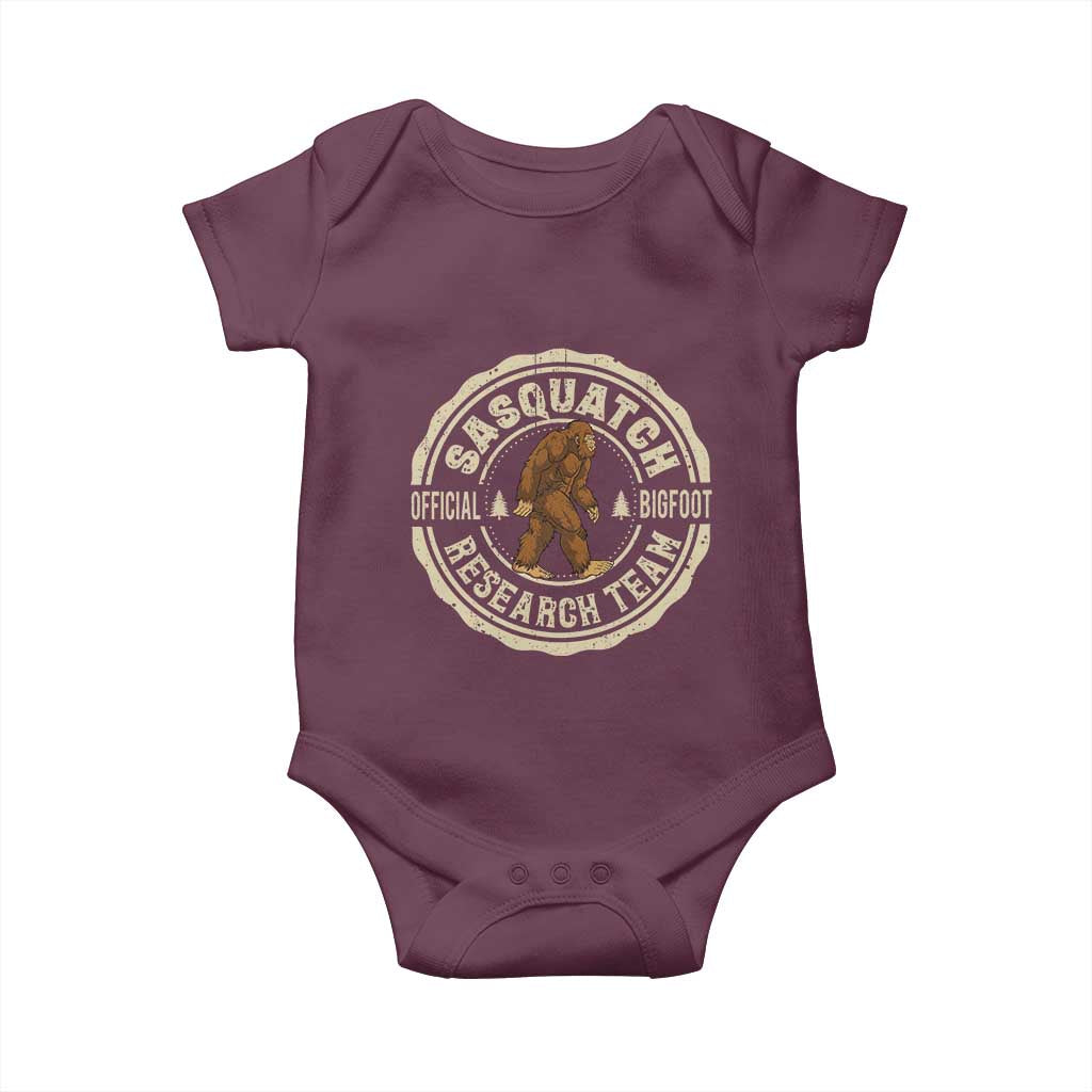 Funny Bigfoot Research Team Baby Onesie Retro Official Sasquatch Forest Stroll TS11 Maroon Print Your Wear