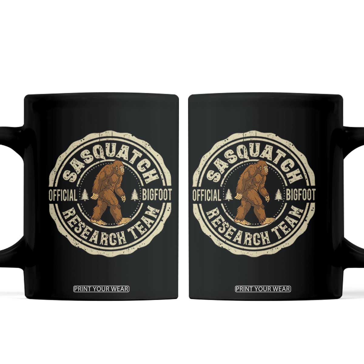 Funny Bigfoot Research Team Coffee Mug Retro Official Sasquatch Forest Stroll TS11 Black Print Your Wear