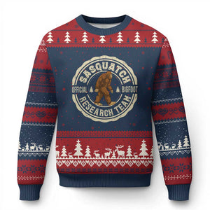 Funny Bigfoot Research Team Ugly Christmas Sweater Retro Official Sasquatch Forest Stroll TS11 Navy Red Print Your Wear