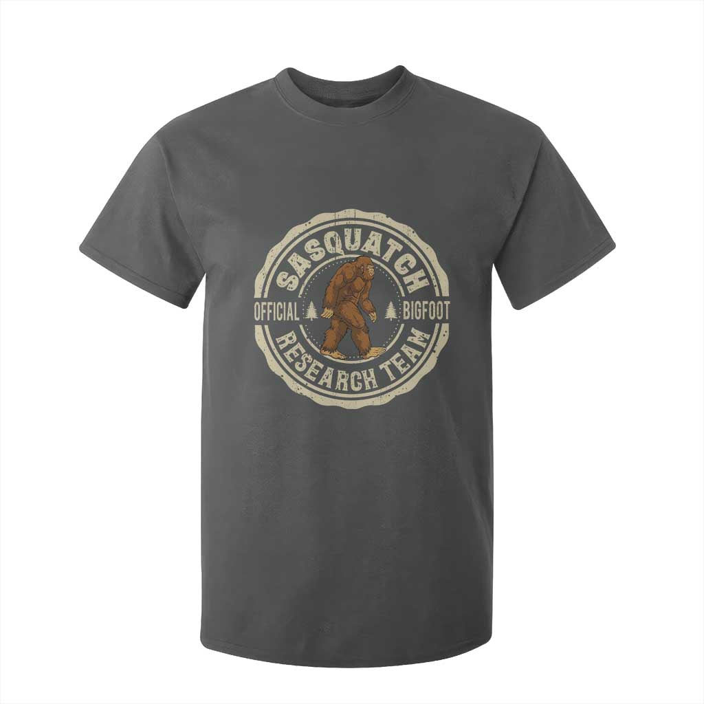 Funny Bigfoot Research Team T Shirt For Kid Retro Official Sasquatch Forest Stroll TS11 Dark Heather Print Your Wear
