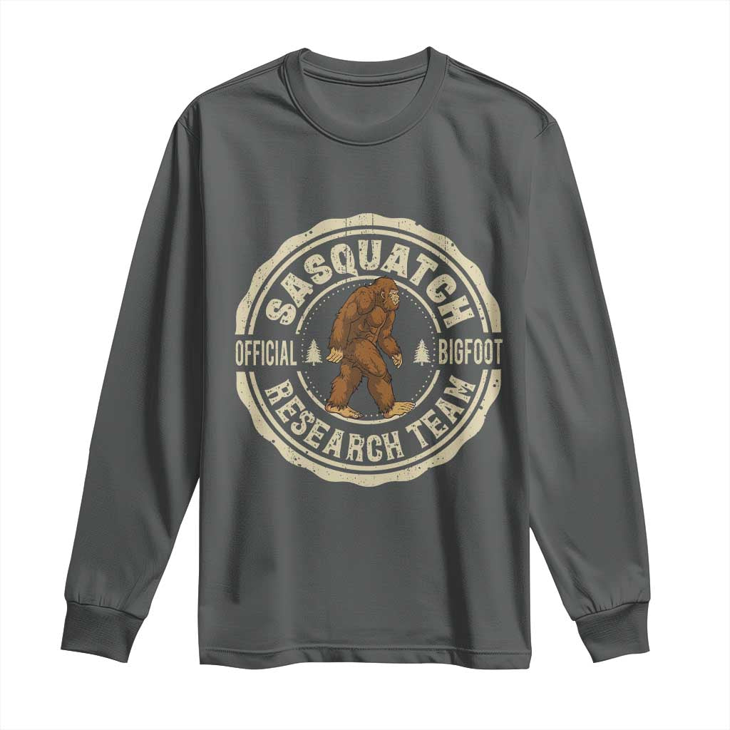 Funny Bigfoot Research Team Long Sleeve Shirt Retro Official Sasquatch Forest Stroll TS11 Dark Heather Print Your Wear