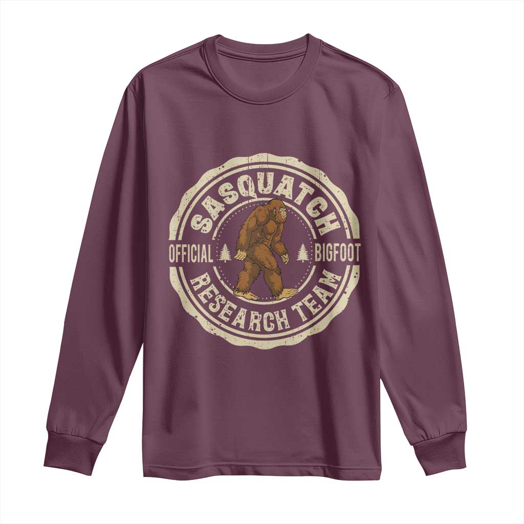Funny Bigfoot Research Team Long Sleeve Shirt Retro Official Sasquatch Forest Stroll TS11 Maroon Print Your Wear