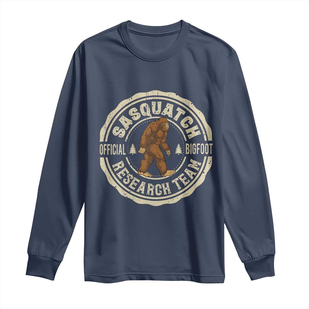 Funny Bigfoot Research Team Long Sleeve Shirt Retro Official Sasquatch Forest Stroll TS11 Navy Print Your Wear