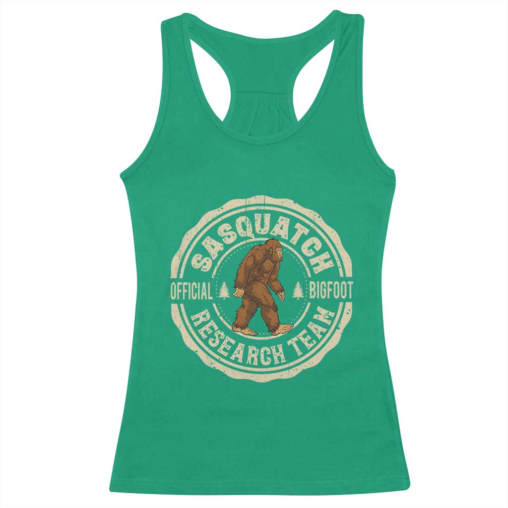Funny Bigfoot Research Team Racerback Tank Top Retro Official Sasquatch Forest Stroll TS11 Irish Green Print Your Wear