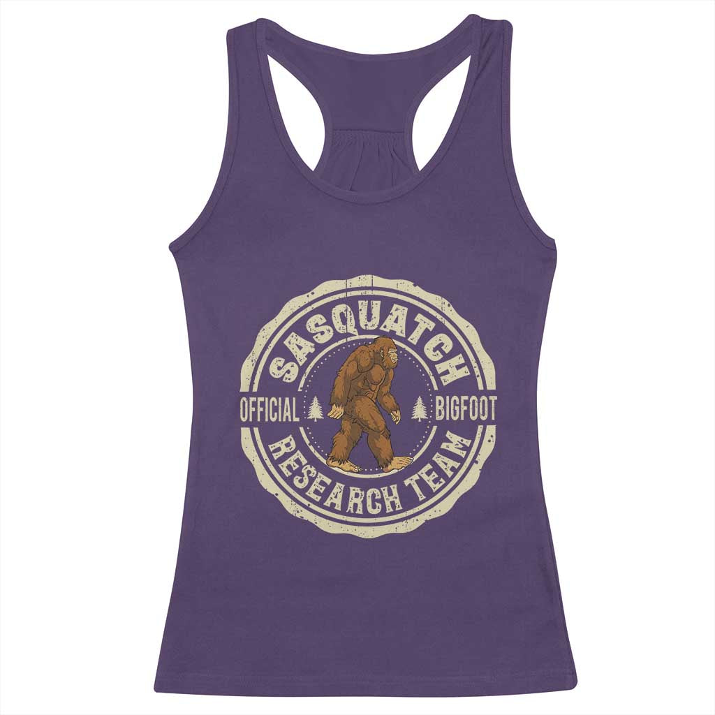 Funny Bigfoot Research Team Racerback Tank Top Retro Official Sasquatch Forest Stroll TS11 Purple Print Your Wear