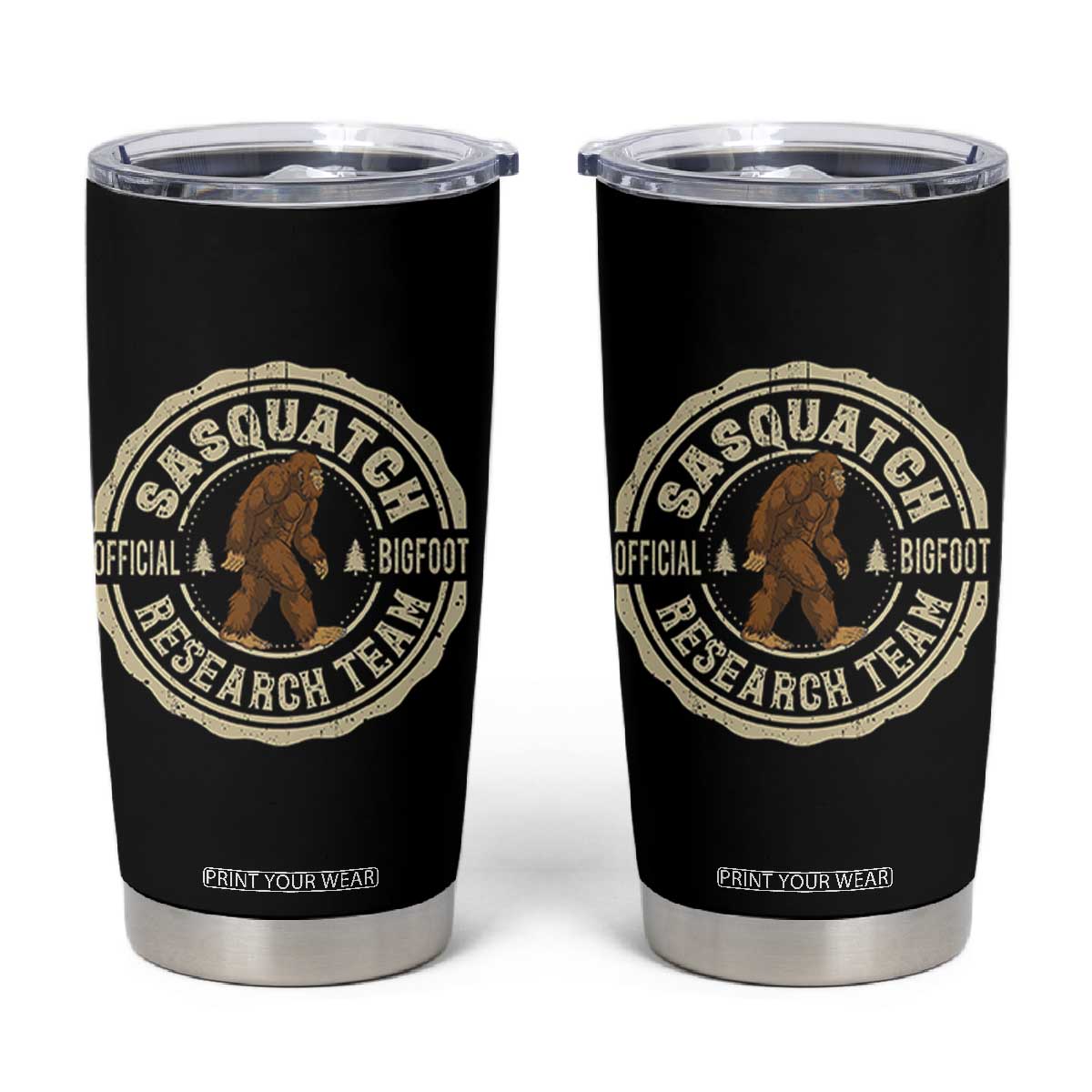 Funny Bigfoot Research Team Tumbler Cup Retro Official Sasquatch Forest Stroll TS11 Black Print Your Wear