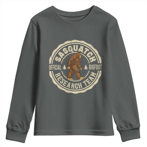 Funny Bigfoot Research Team Youth Sweatshirt Retro Official Sasquatch Forest Stroll TS11 Dark Heather Print Your Wear