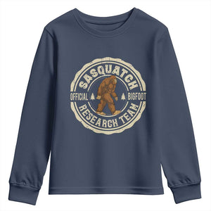 Funny Bigfoot Research Team Youth Sweatshirt Retro Official Sasquatch Forest Stroll TS11 Navy Print Your Wear