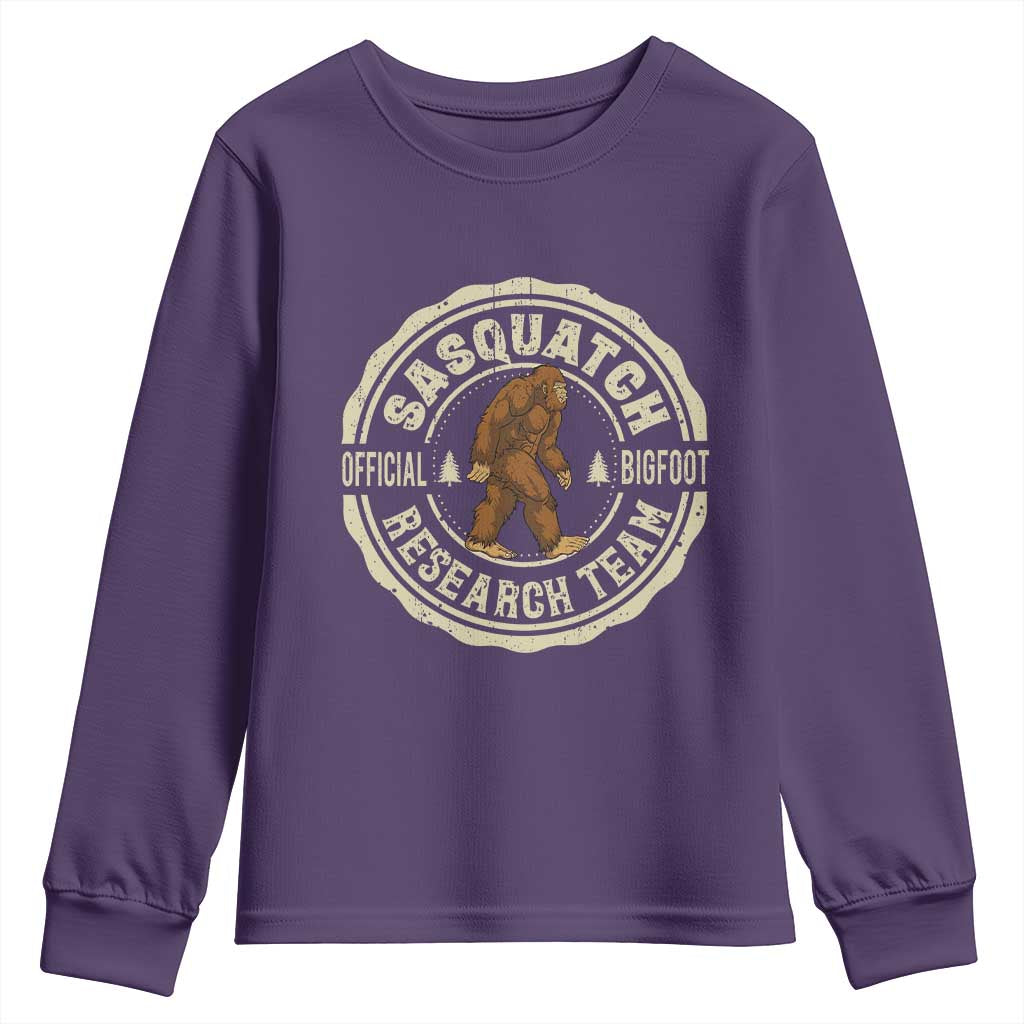 Funny Bigfoot Research Team Youth Sweatshirt Retro Official Sasquatch Forest Stroll TS11 Purple Print Your Wear