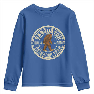Funny Bigfoot Research Team Youth Sweatshirt Retro Official Sasquatch Forest Stroll TS11 Royal Blue Print Your Wear