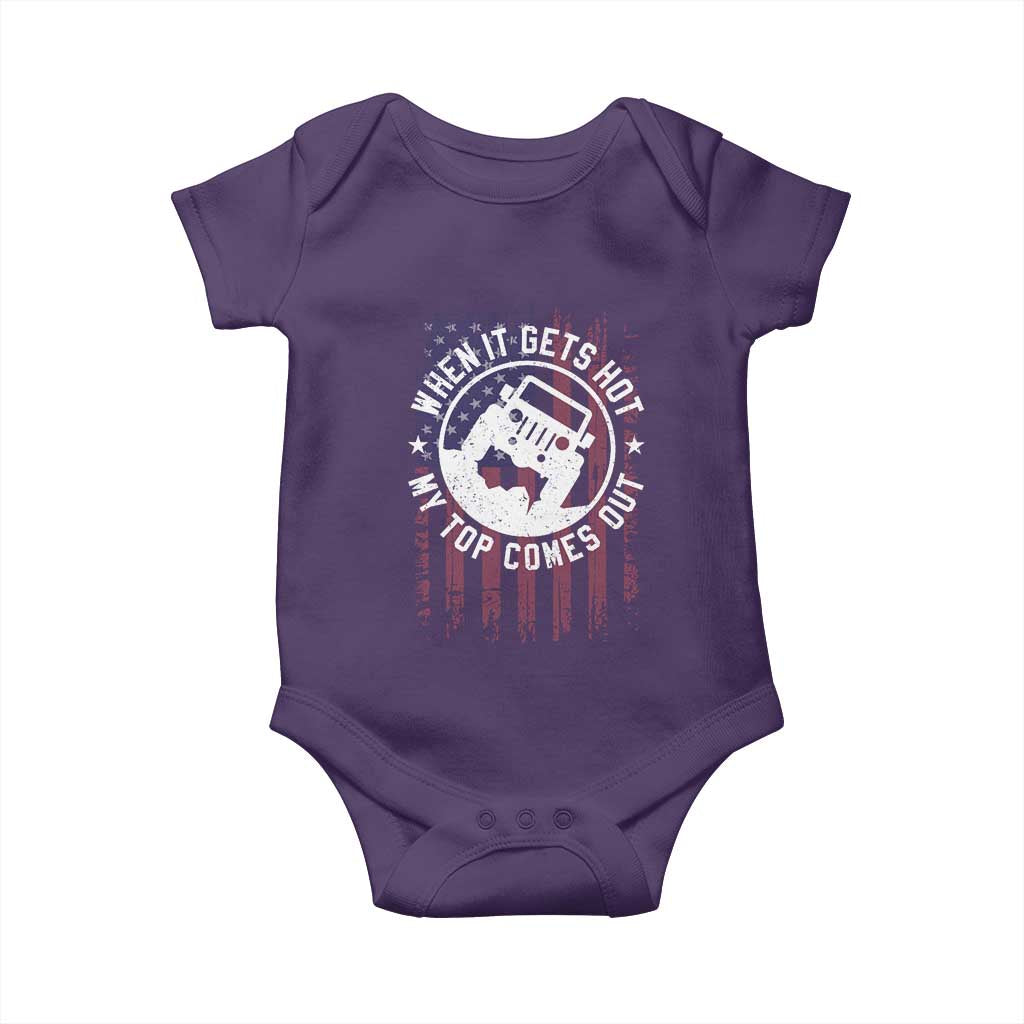Funny When It Gets Hot My Top Comes Out Baby Onesie Off Road Car American Flag TS11 Purple Print Your Wear