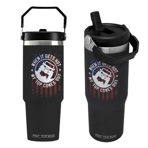 Funny When It Gets Hot My Top Comes Out Flip Straw Tumbler Off Road Car American Flag TS11 One Size: 30 oz Black Print Your Wear