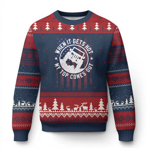 Funny When It Gets Hot My Top Comes Out Ugly Christmas Sweater Off Road Car American Flag TS11 Navy Red Print Your Wear