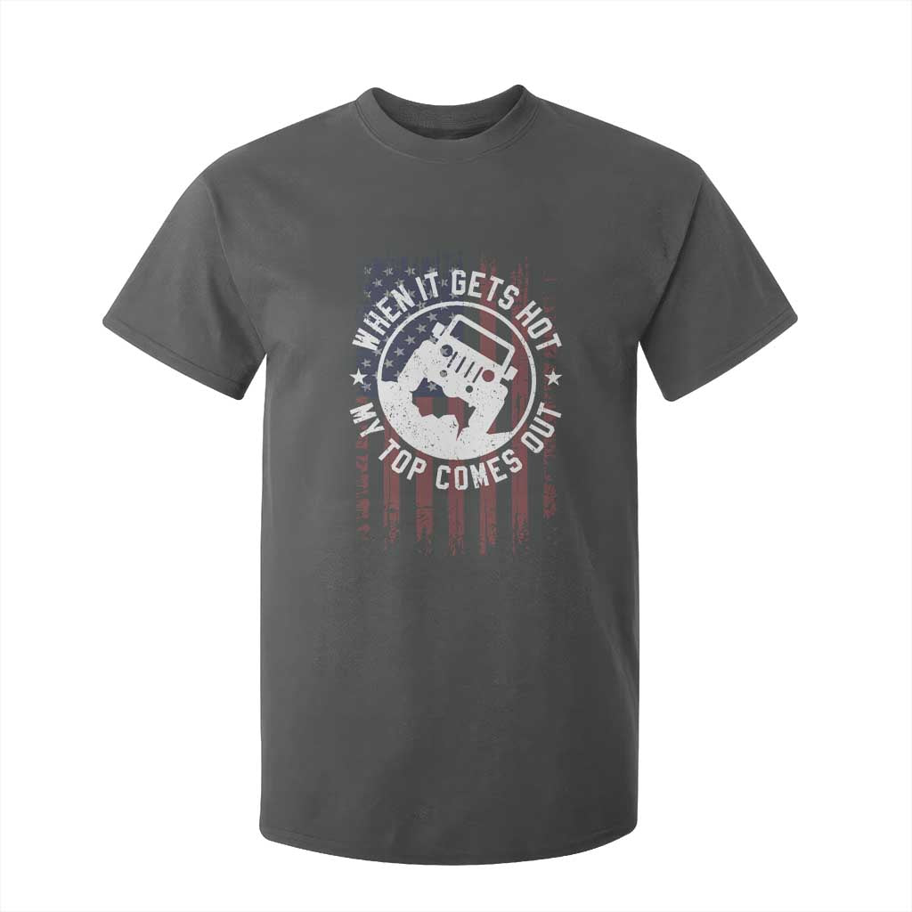 Funny When It Gets Hot My Top Comes Out T Shirt For Kid Off Road Car American Flag TS11 Dark Heather Print Your Wear