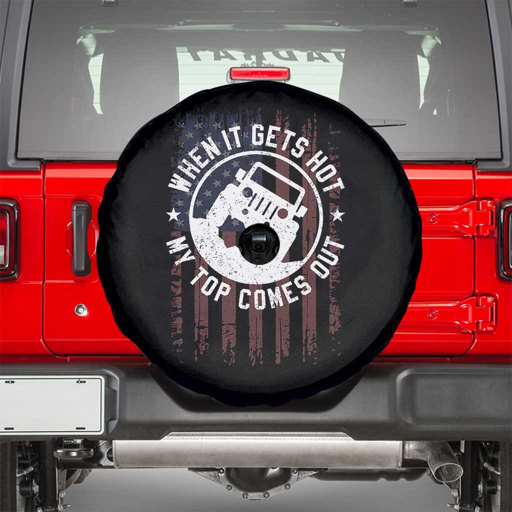 Funny When It Gets Hot My Top Comes Out Spare Tire Cover Off Road Car American Flag TS11 Black Print Your Wear