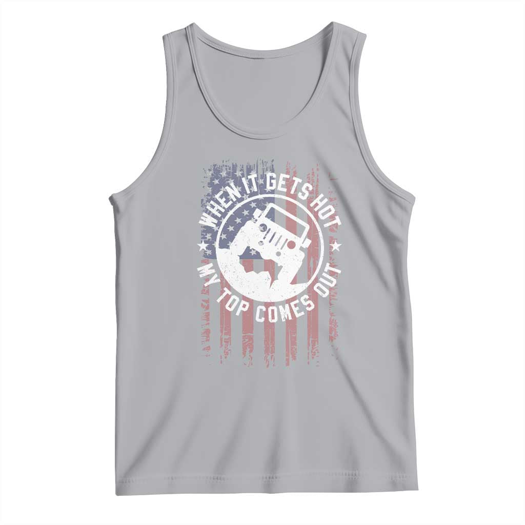 Funny When It Gets Hot My Top Comes Out Tank Top Off Road Car American Flag TS11 Athletic Heather Print Your Wear