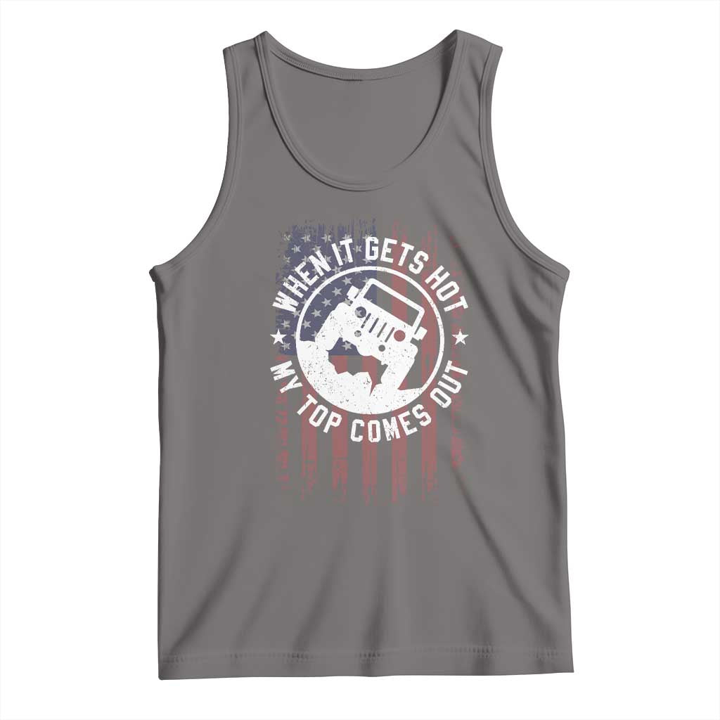 Funny When It Gets Hot My Top Comes Out Tank Top Off Road Car American Flag TS11 Deep Heather Print Your Wear