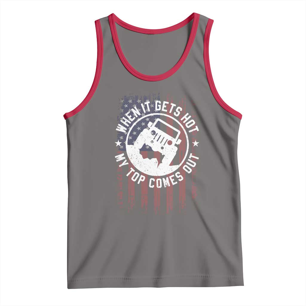 Funny When It Gets Hot My Top Comes Out Tank Top Off Road Car American Flag TS11 Deep Heather Red Print Your Wear
