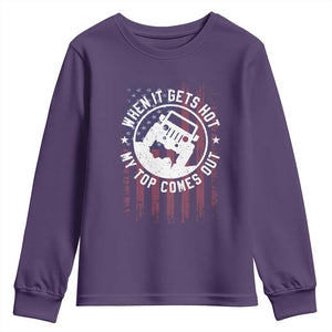 Funny When It Gets Hot My Top Comes Out Youth Sweatshirt Off Road Car American Flag TS11 Purple Print Your Wear