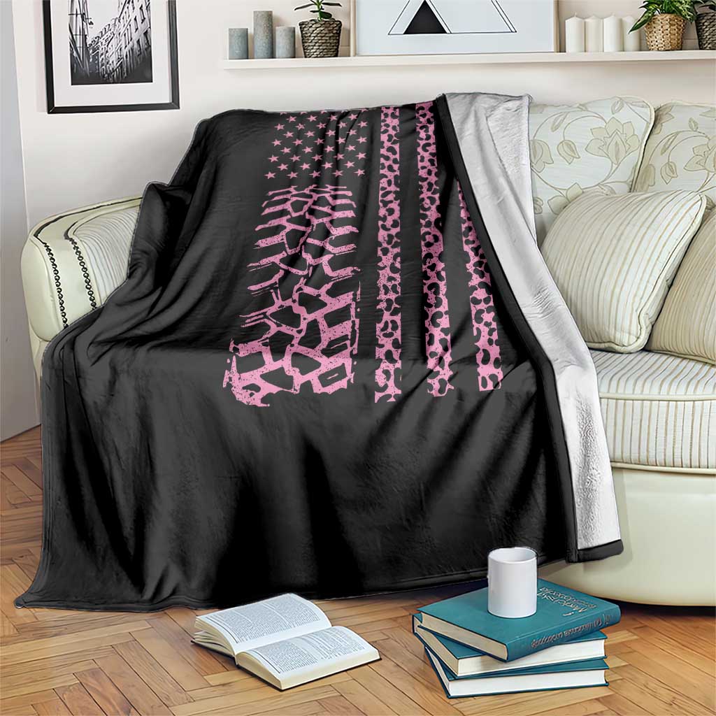Off Road Car Wheel Pink Leopard Print American Flag Throw Blanket TS11 Print Your Wear