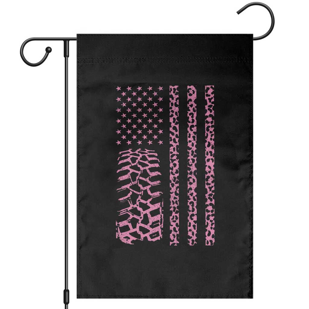 Off Road Car Wheel Pink Leopard Print American Flag Garden Flag TS11 Black Print Your Wear