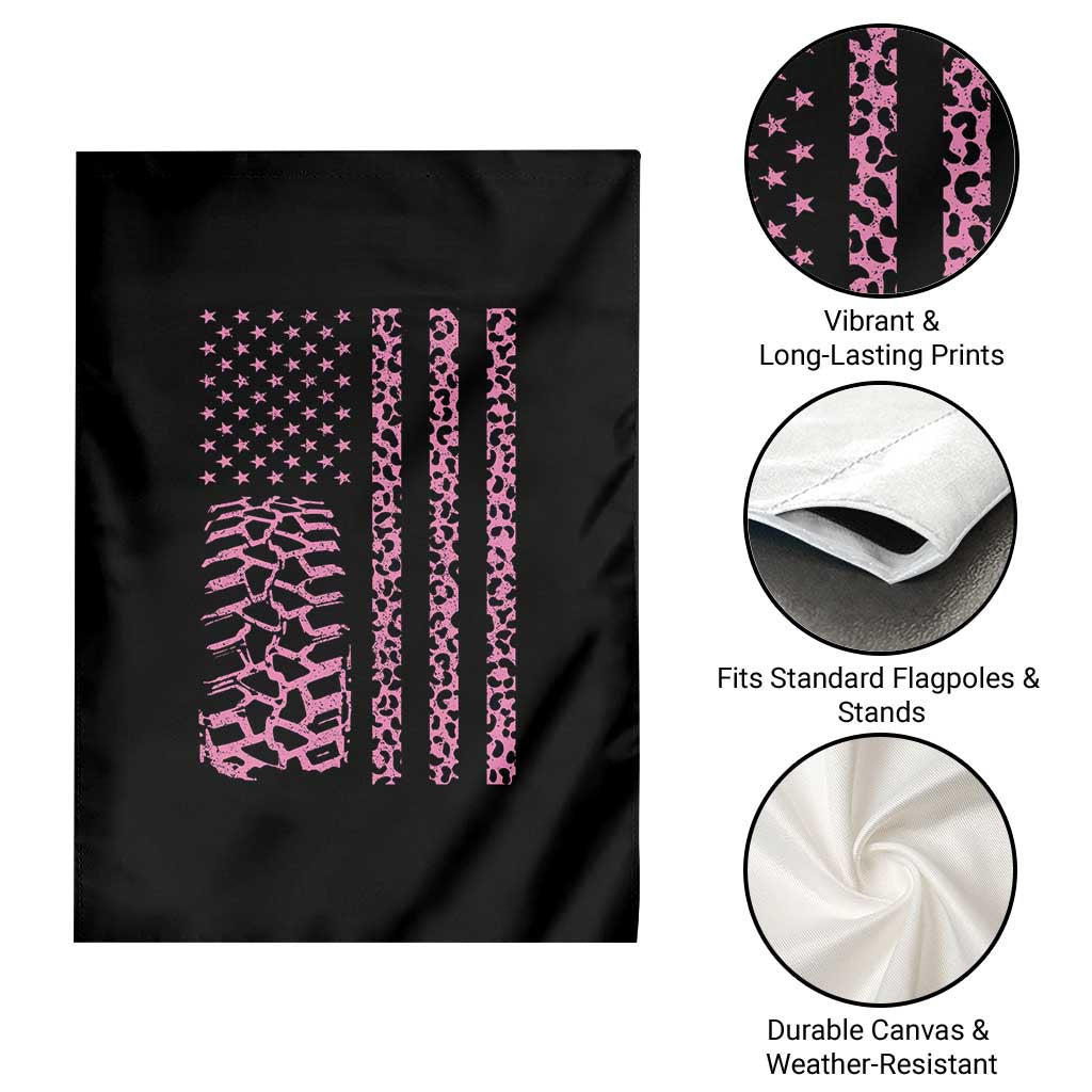 Off Road Car Wheel Pink Leopard Print American Flag Garden Flag TS11 Print Your Wear