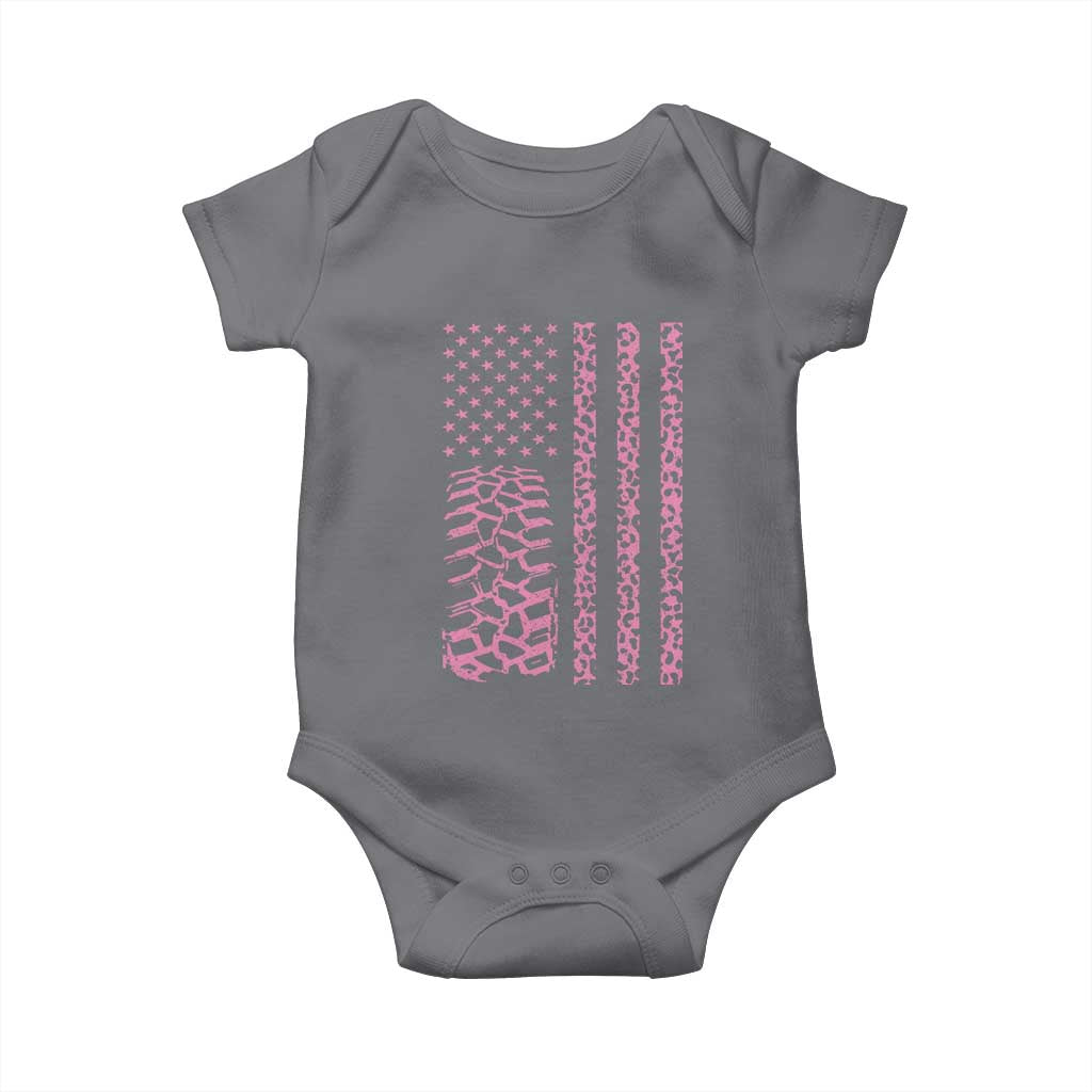 Off Road Car Wheel Pink Leopard Print American Flag Baby Onesie TS11 Charcoal Print Your Wear