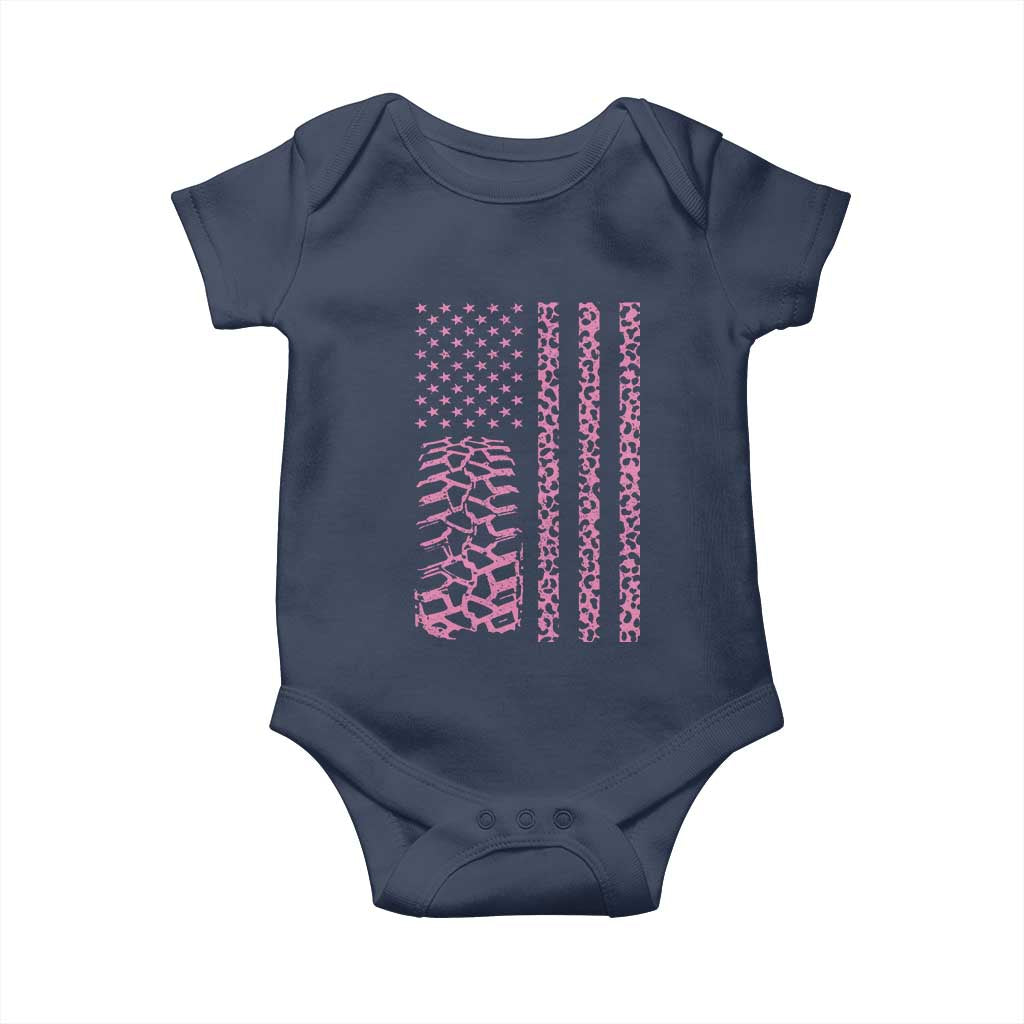 Off Road Car Wheel Pink Leopard Print American Flag Baby Onesie TS11 Navy Print Your Wear