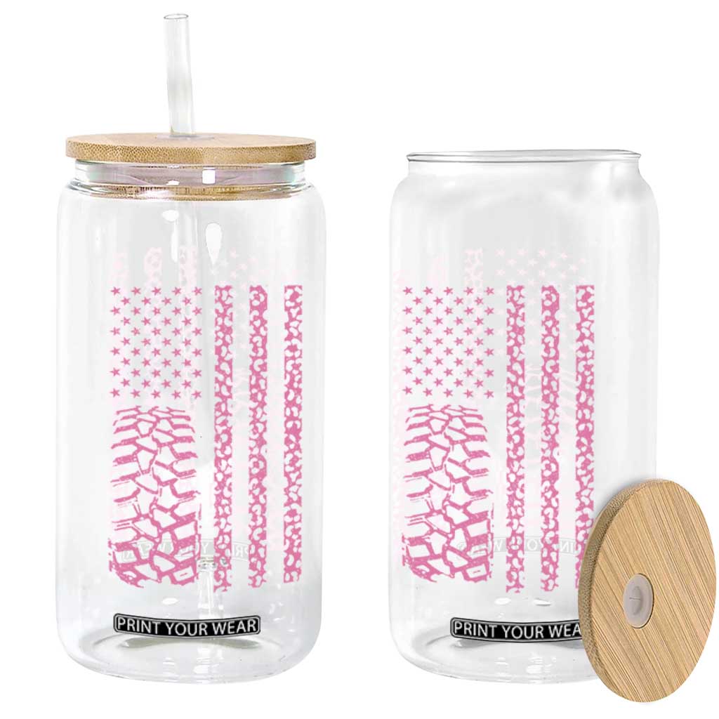 Off Road Car Wheel Pink Leopard Print American Flag Glass Can TS11 Print Your Wear