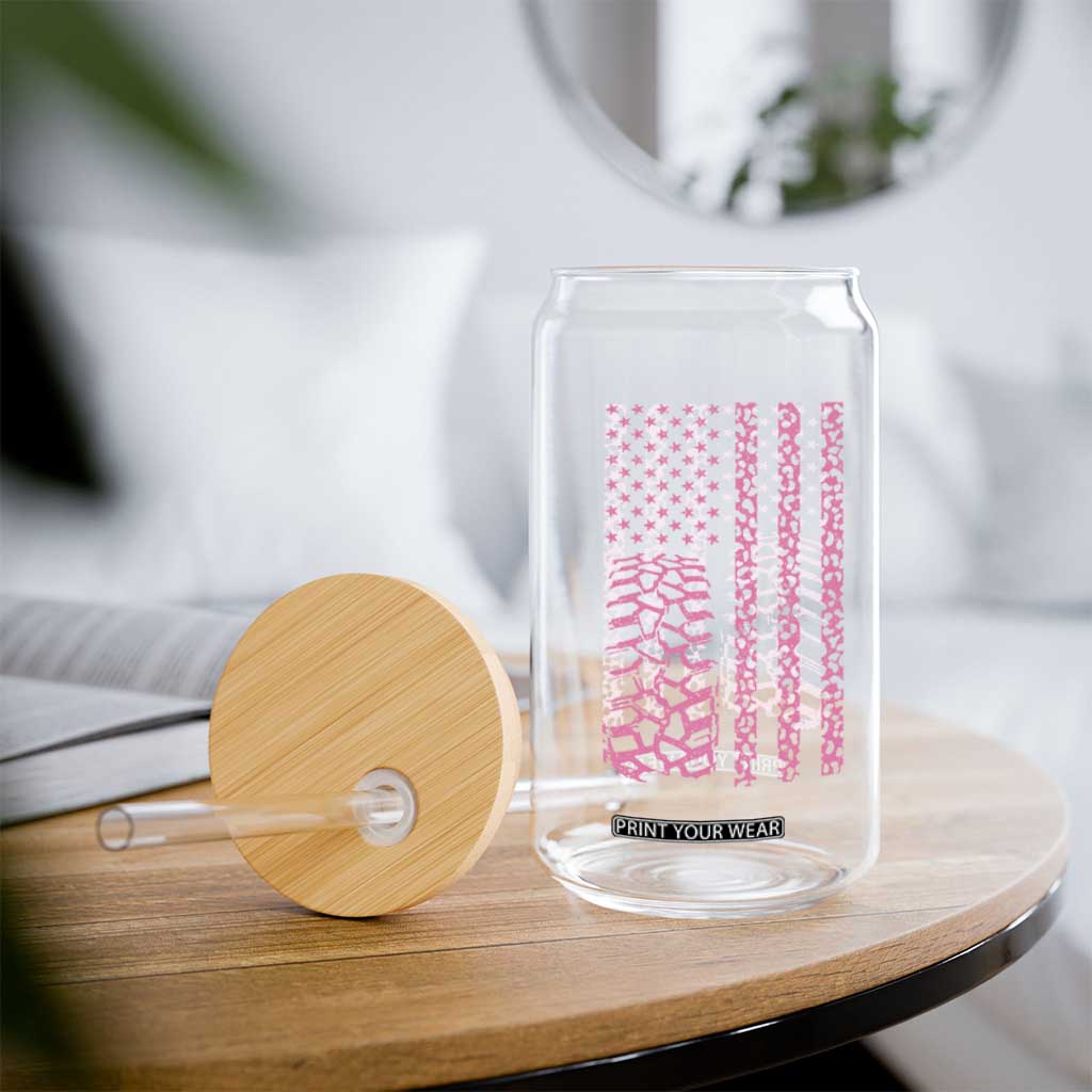 Off Road Car Wheel Pink Leopard Print American Flag Glass Can TS11 Print Your Wear
