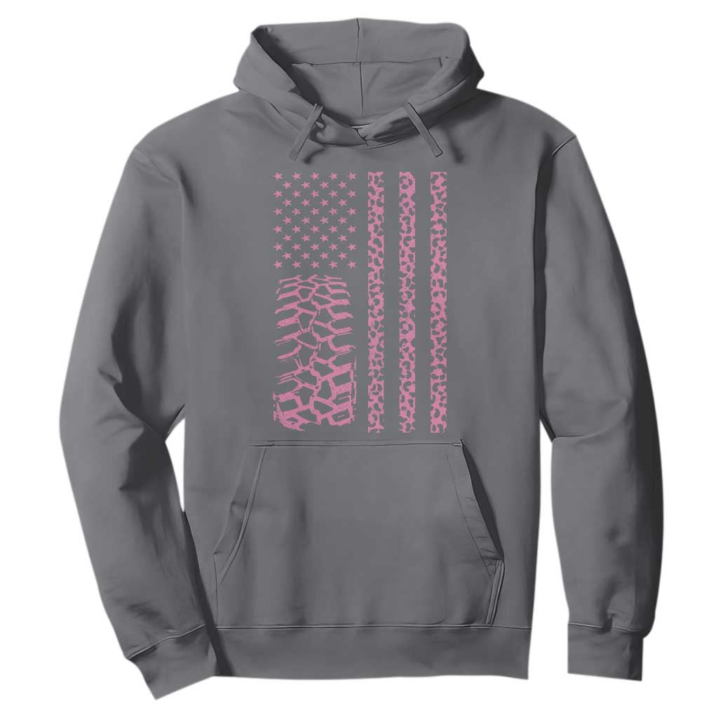 Off Road Car Wheel Pink Leopard Print American Flag Hoodie TS11 Charcoal Print Your Wear